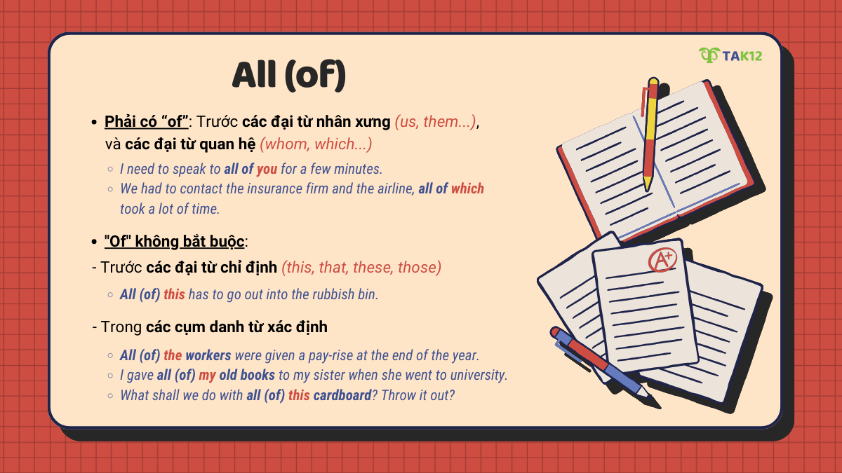 Cách dùng All và All of